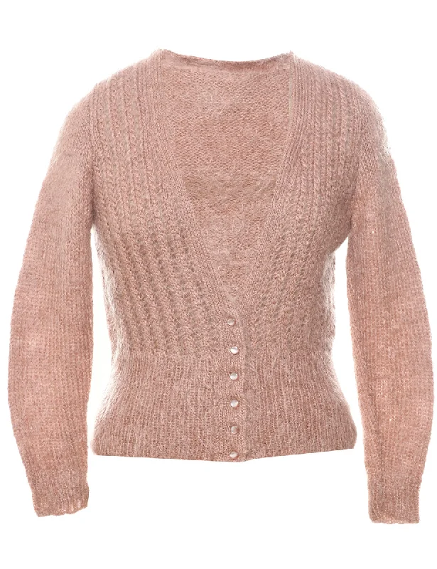 Light Brown Cardigan - M Collared Crew Neck Turtle Neck