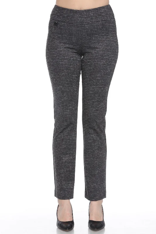 Joseph Ribkoff Black/Grey Houndstooth Pull On Slim Ankle Pants 243048 Chic Slim Fit Pants
