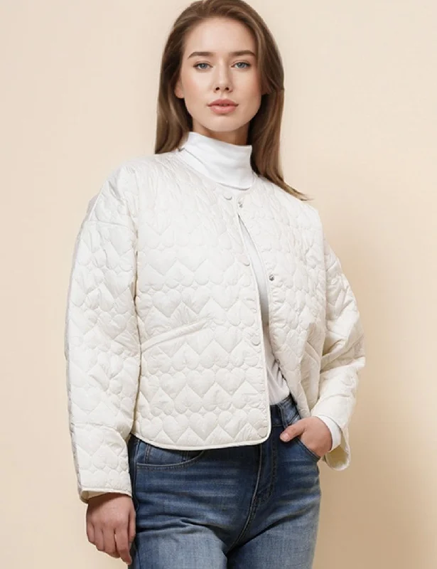 Ladies Heart Cotton Padded Round Neck Jacket SKT4956 Plaid Jacket Tartan Jacket Houndstooth Jacket