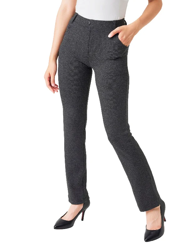 Straight Leg Yoga Dress Pants, 4 Pockets (Heather Gray) Modern Skinny Pants