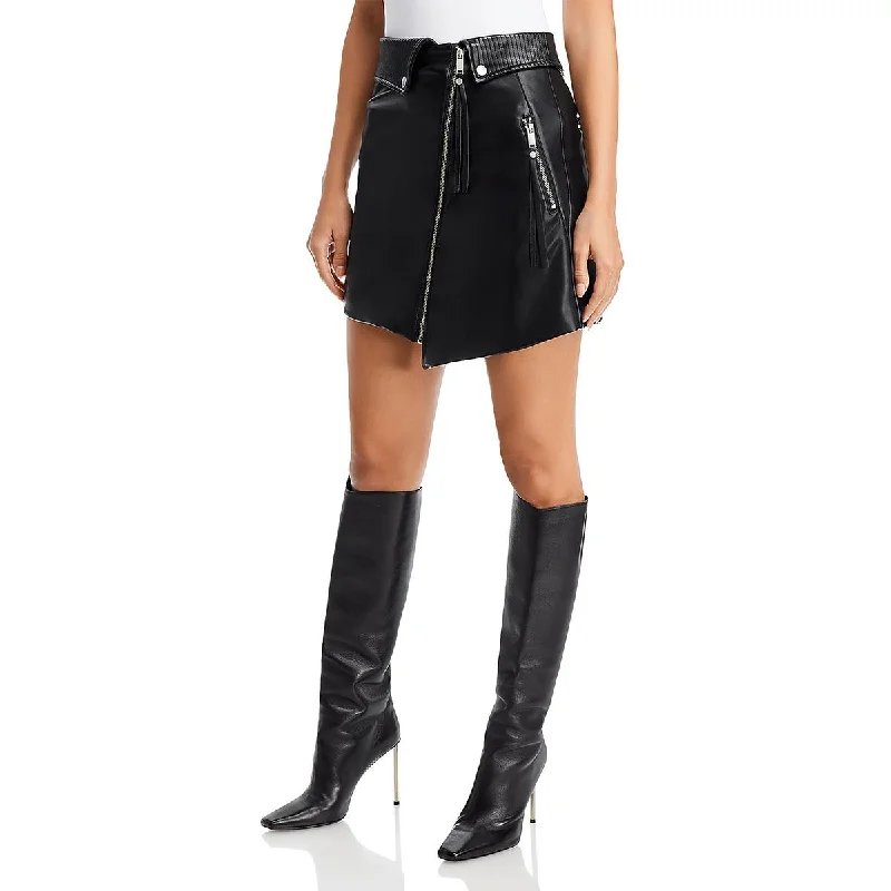 Avec Les Filles Womens Faux Leather Envelope Front Mini Skirt denim skirt trendy