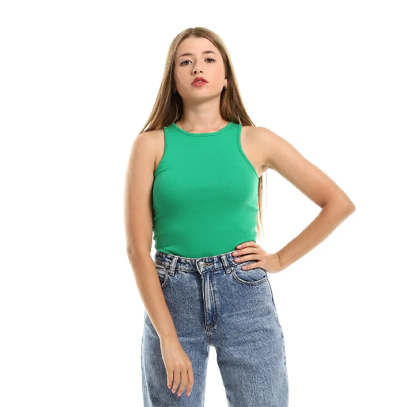 Slim Fit Solid Sleeveless Tank Top - Kady bronze tank top
