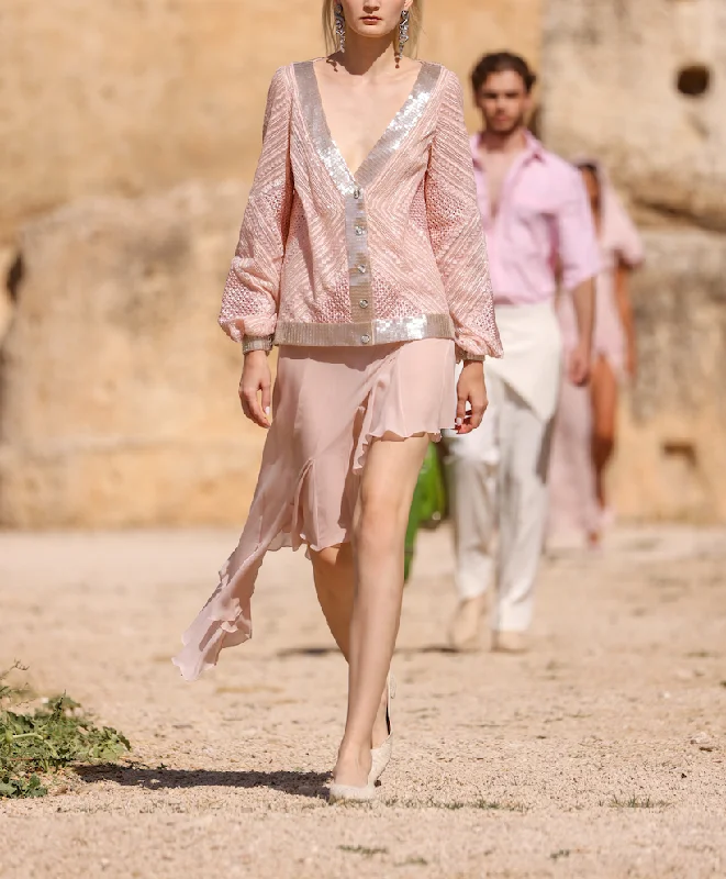 Beaded Cardigan Jacket & Skirt Oversized Loose Flowy