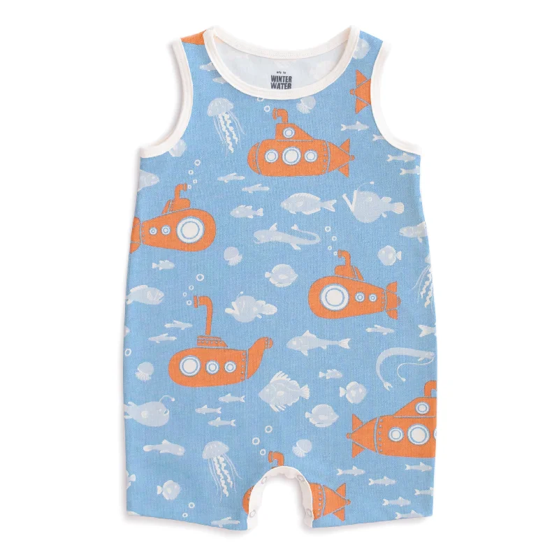 Tank Top Romper - Submarines Blue & Orange tie dye tank