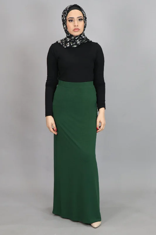 Hunter Green Spandex Maxi Skirt leather skirt bold