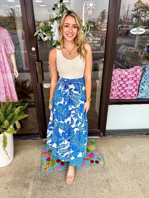 Blue Leaf Skirt slim fit skirt
