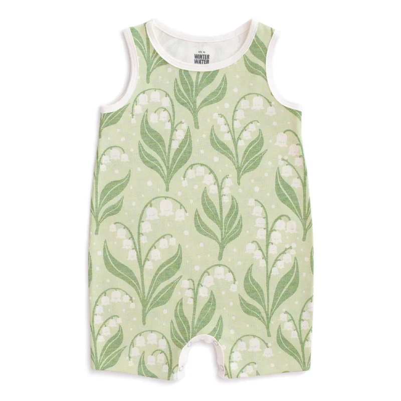 Tank Top Romper - Lily of the Valley Green high neck tank