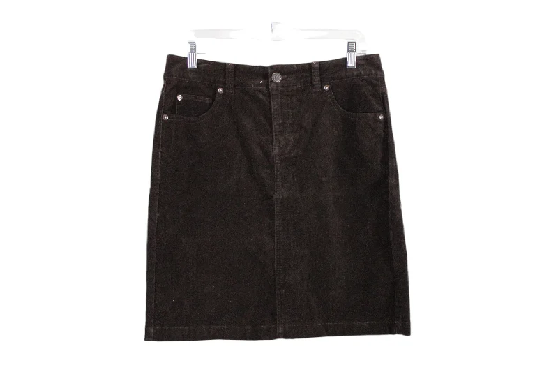 Izod Brown Corduroy Skirt | 4 belted skirt waist