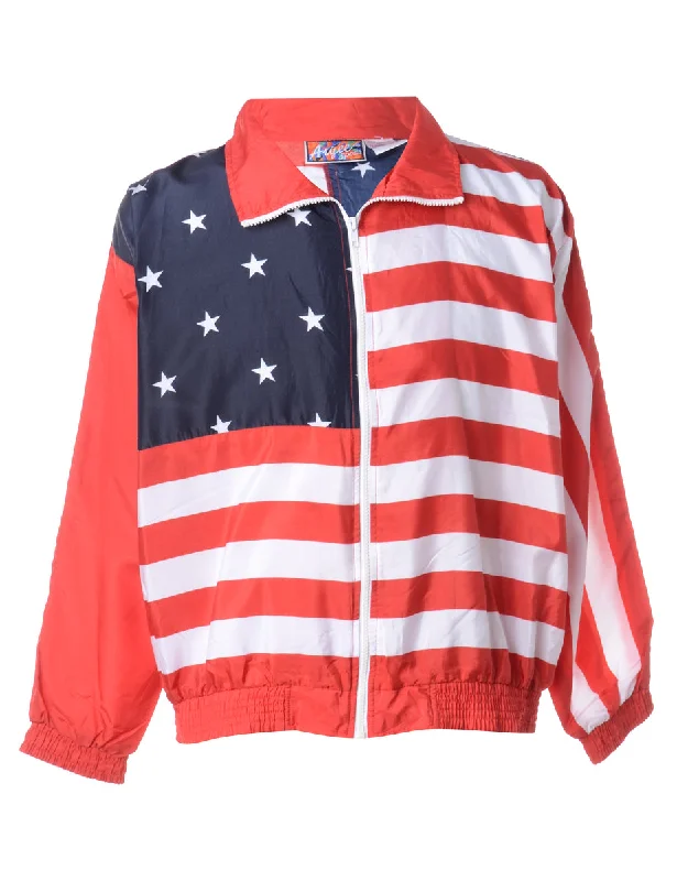 Zip Front Red Jacket - L Herringbone Jacket Houndstooth Jacket Plaid Jacket