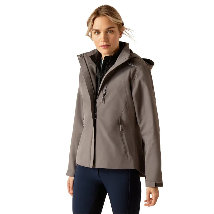 Ariat Womens Coastal H2O Jacket - Plum Grey A-Line Jacket Boat Neck Shawl Collar