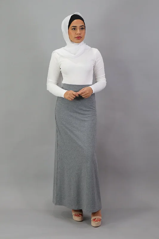 Ribbed Maxi Skirt - Heather Gray satin skirt smooth