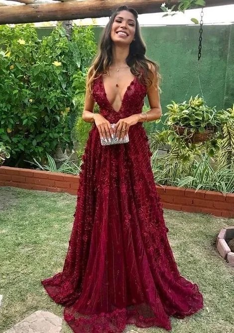 Charming A Line V Neck Burgundy Lace Prom Dresses, Chic Evening Party Dresses Y800 Square Neckline Feminine Charming A Line V Neck Burgundy Lace Prom Dresses, Chic Evening Party Dresses Y800 Square Neckline Feminine