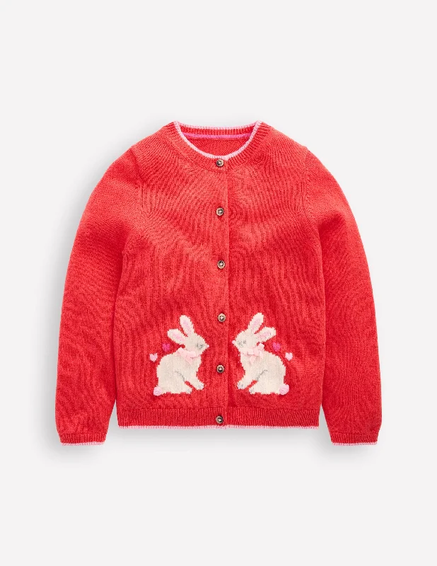 Evelyn Fun Logo Cardigan-Jam Red Bunnies Stylish Fashionable Trendy