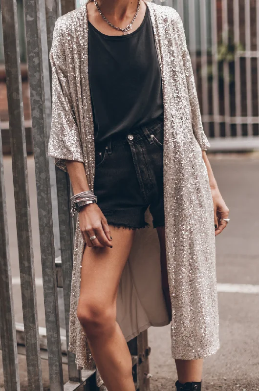 Sparkle Sequin Duster Kimono Cardigan Cardigan Knitwear Sweater