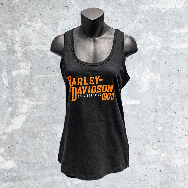 Milwaukee Harley Davidson-HD Evolve Black Tank Top striped tank top
