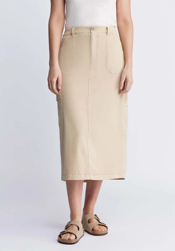 Matilde Women’s Cargo Skirt in Beige - WS0010P wool skirt sturdy
