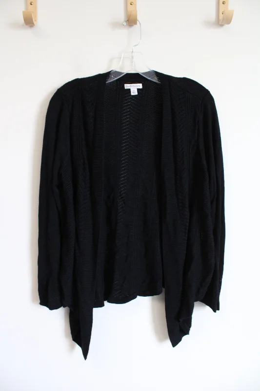 Croft & Barrow Black Knit Crocheted Cardigan | XL Solid Print Embellished