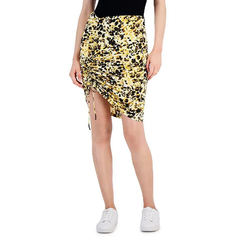 Hugo Womens Ruched Above Knee Mini Skirt tiered skirt playful