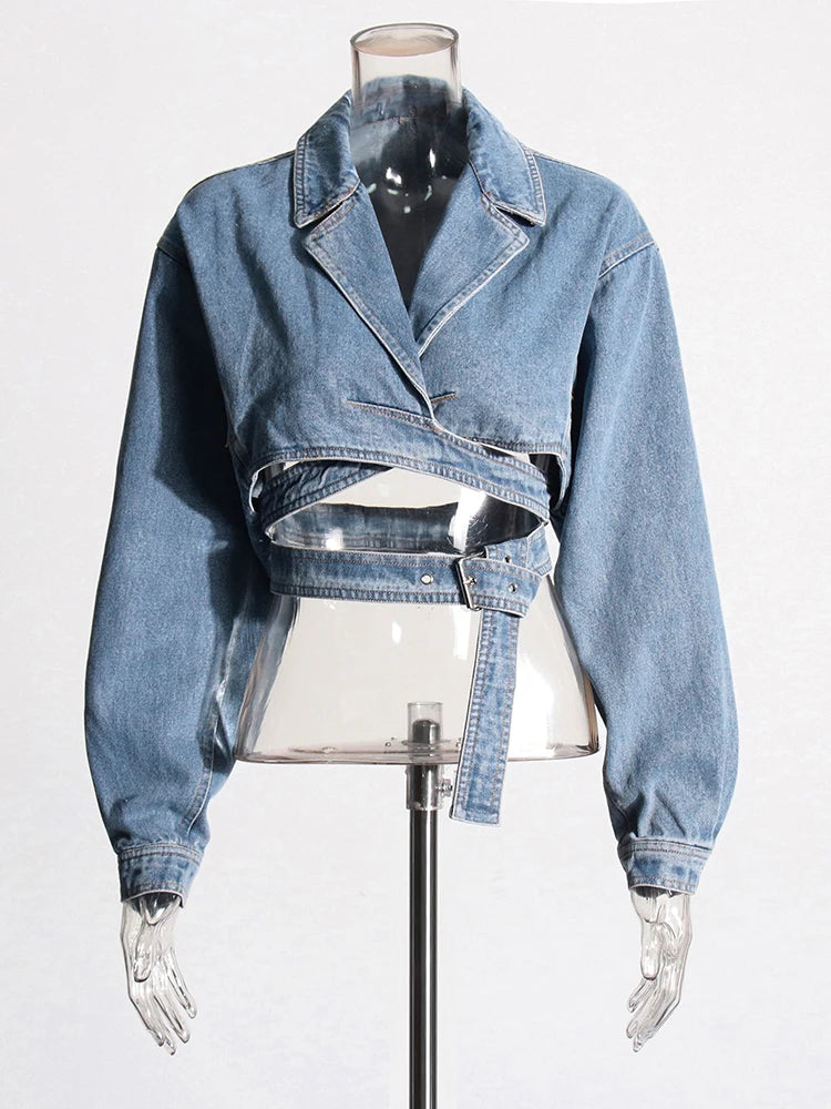 Denim Long Sleeve Jacket Zip Front Button Front Snap Front