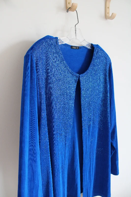 Vikki Vi Blue Sequined Cardigan | 3X Oversized Loose Flowy