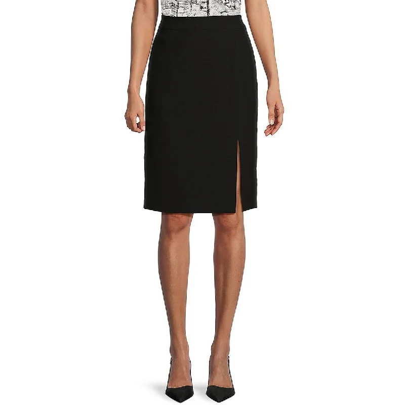 Karl Lagerfeld Paris Womens Front Slit Business Midi Skirt linen skirt natural