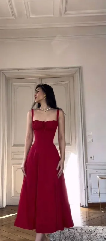 Casual Lace up Waist Controlled Slimming A Line Slip Red Party Dress,Red Prom Dress Y4581 Tunics Practical easy-care Casual Lace up Waist Controlled Slimming A Line Slip Red Party Dress,Red Prom Dress Y4581 Tunics Practical easy-care