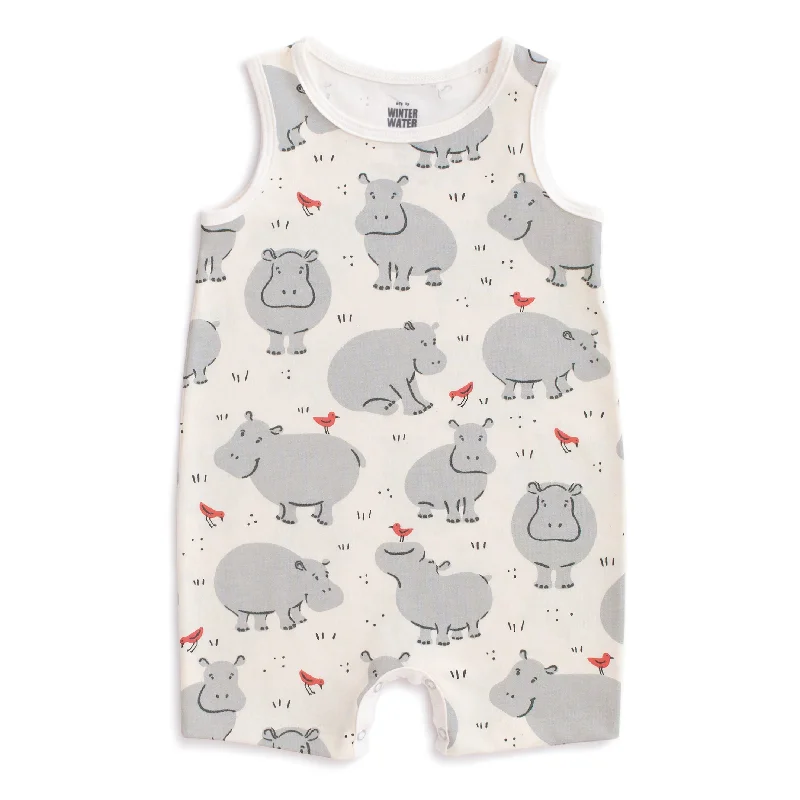 Tank Top Romper - Hippos Grey long tank top