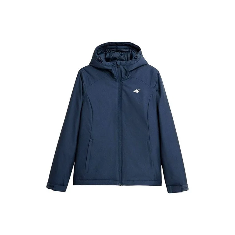4F Womens Comfort Jacket - Navy Blue Satin Fabric Silk Fabric Chiffon Fabric