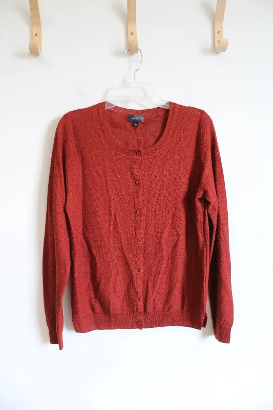 The Limited Terracotta Button Down Wool Blend Cardigan | L Plaid Cardigan Polka Dot Checkered