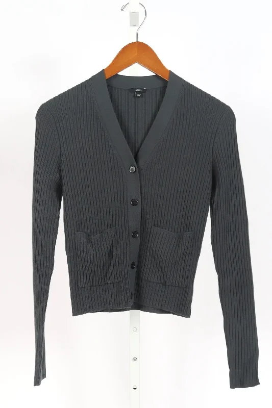Merino Rib Cardigan - Slate Satin Fabric Silk Fabric Chiffon Fabric