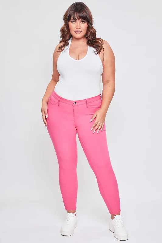 Women's Plus Hyperstretch Forever Color Pants - Fiery Coral Comfy High-Waist Jeans