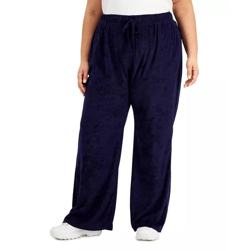 REBELLIOUS ONE -  Loop Terry Wide-Leg Pants Soft Wool Pants
