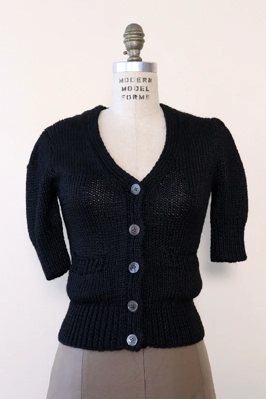 Ralph Lauren Thick Silk Knit Cardigan S Welt Pockets Slit Pockets Flap Pockets
