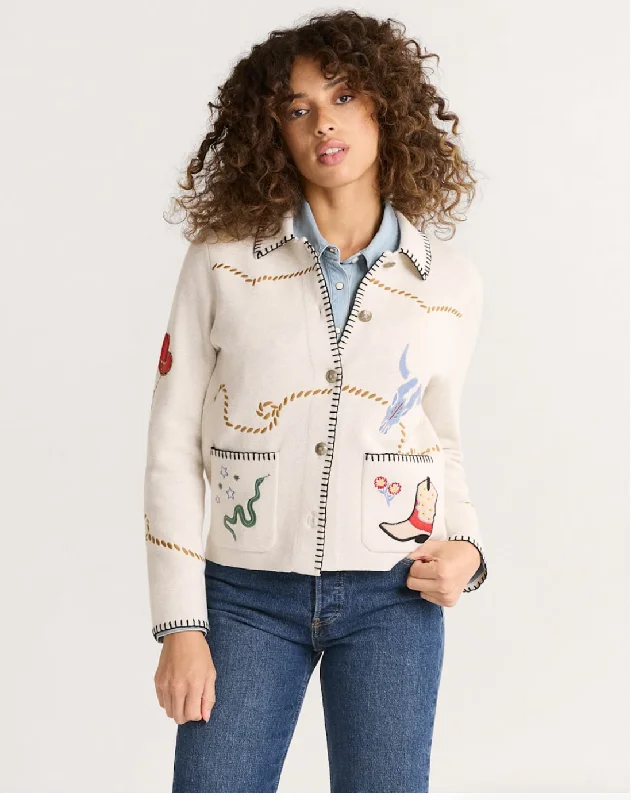 Pendleton Souvenir Cardigan - Oatmeal Fleece Fabric Down Fabric Feather Fabric