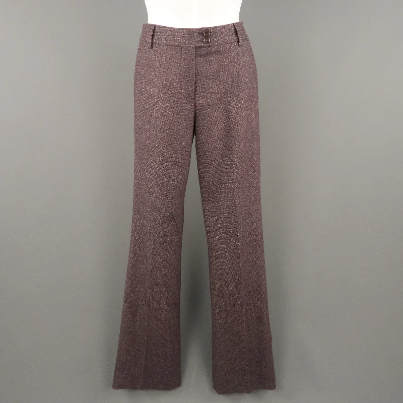 ETRO Size 2 Purple Wool Stretch Tweed Wide Leg Dress Pants Comfortable Maternity Pants
