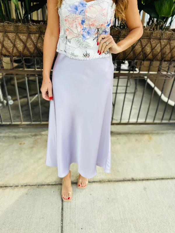 Fitz Midi Skirt- Lavender linen skirt airy