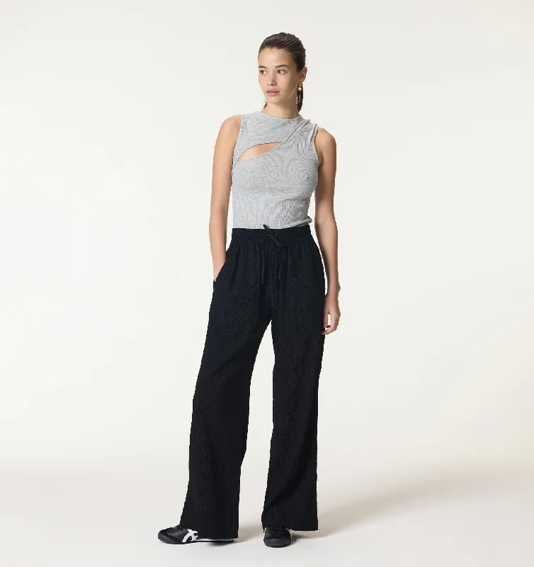 Textured Austin Pant - Black Casual Plaid Pants