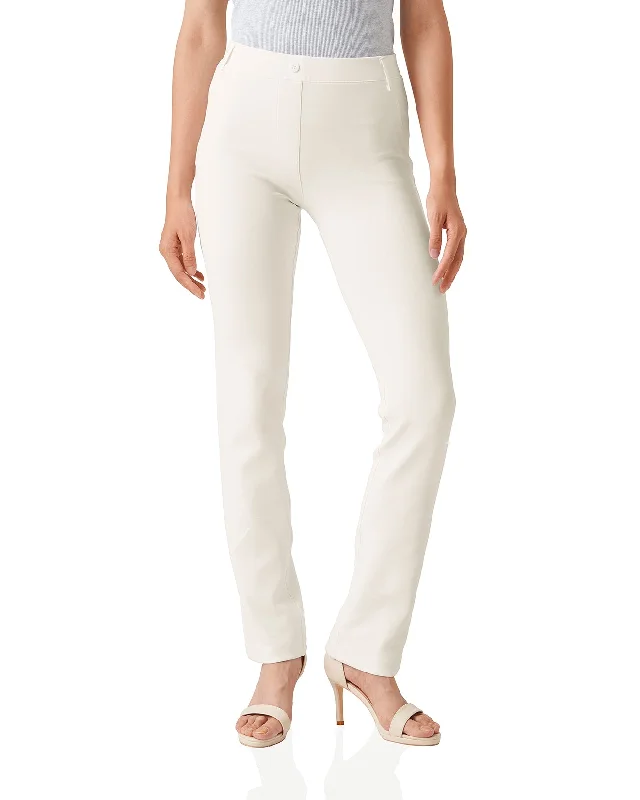 Straight Leg Yoga Dress Pants, Back Pockets (Cream) Elegant Wool Trousers