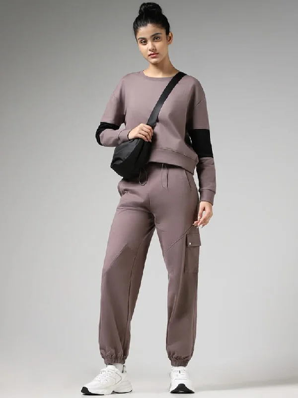 Studiofit Brown Cotton Track Pants Comfortable Cargo Pants