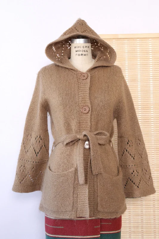 Mohair Mushroom Hooded Cardigan M Fleece Cardigan Nylon Polyester