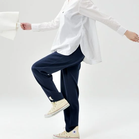 Tummy Wrap / Stretchy Knit Pants Regular Type Organic Cotton with Pockets Fashionable Track Pants