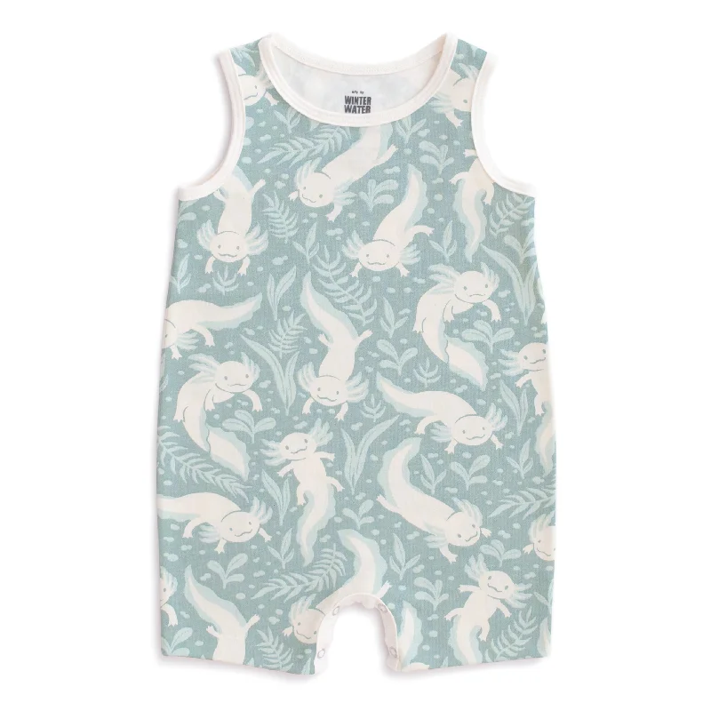 Tank Top Romper - Axolotls Surf Blue lace tank top