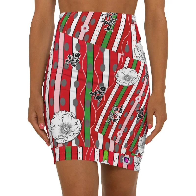 Women's Mini Skirt SCARLET & GREENGAGE asymmetrical skirt cut