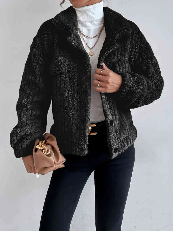 Sleek and Stylish: Collared Neck Women's Drop Shoulder Jacket A-Line Jacket Boat Neck Shawl Collar Sleek and Stylish: Collared Neck Women's Drop Shoulder Jacket A-Line Jacket Boat Neck Shawl Collar