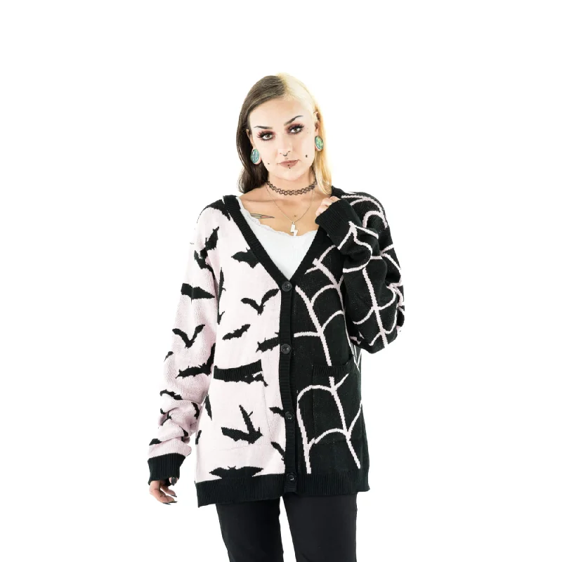 NOCTURN CARDIGAN - BLACK/PINK Chenille Fabric Brocade Fabric Lace Fabric
