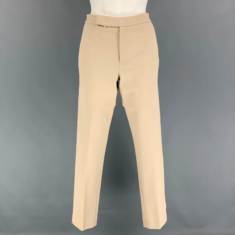 RALPH LAUREN Black Label Size M Beige Viscose Blend Dress Pants Cozy Fitted Pants