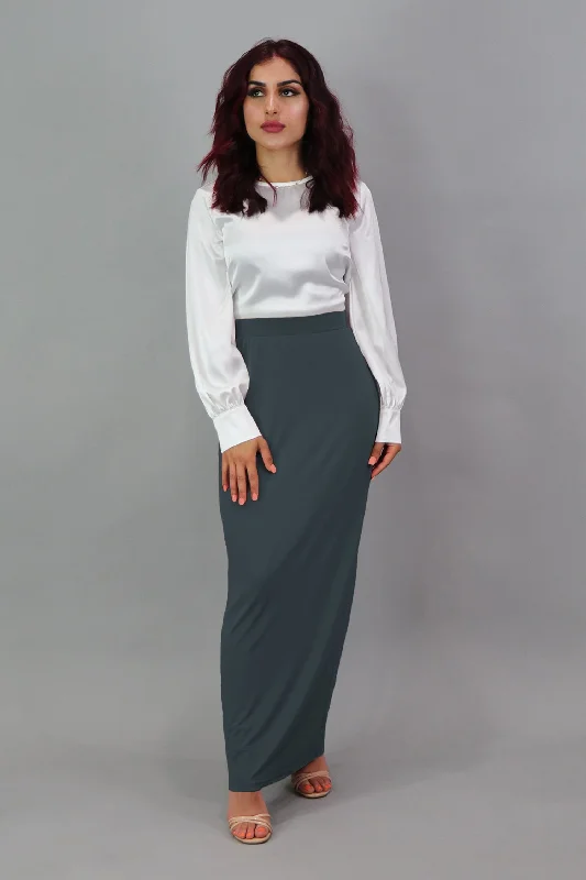 Luxe Spandex Maxi Skirt - Blue Gray boho skirt vibe