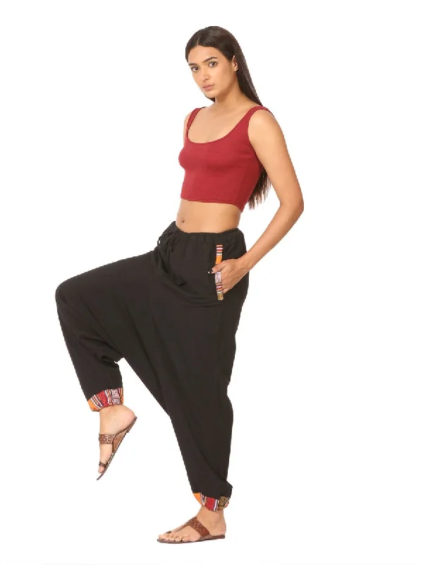 Women's Designer Harem Pants | Black | Fits Waist Size 28" to 36" Soft Stretch Trousers