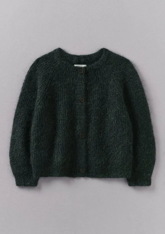 Ribbed Mohair Blend Cardigan | Deep Forest Mesh Cardigan Canvas Denim