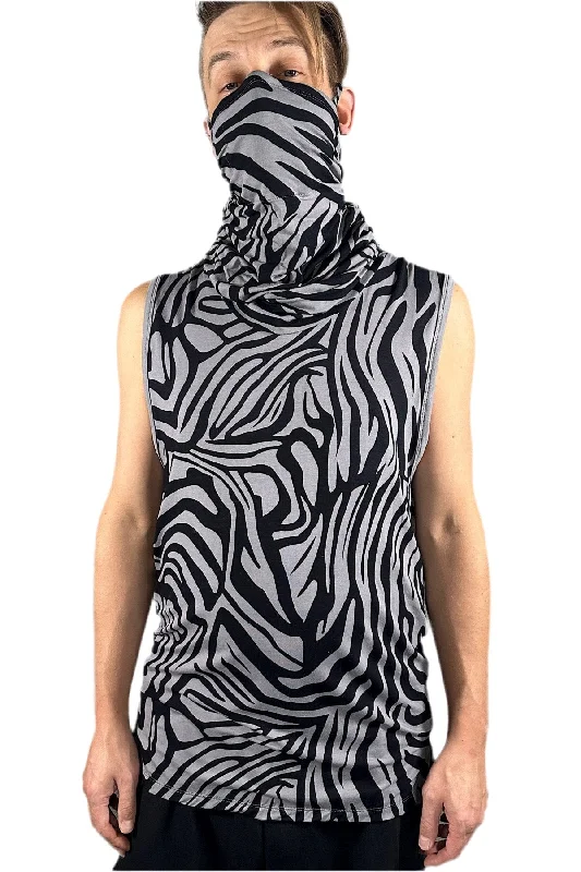 5D x Stellar Dust Cowl Tank - zebra mesh tank top